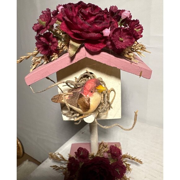 Decorative Miniature Birdhouse & Bathroom Shelf Set Pink - Picture 2 of 6